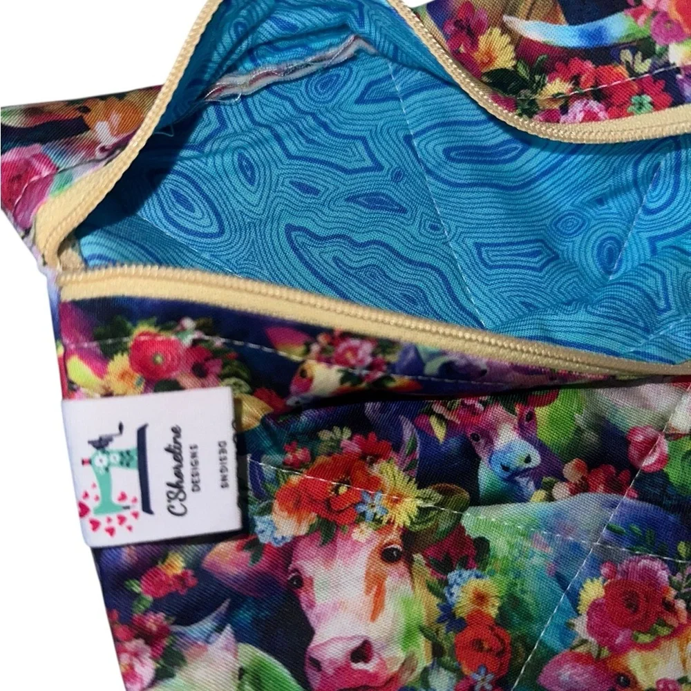 NWT Colorful Cow Print Storage Pouch